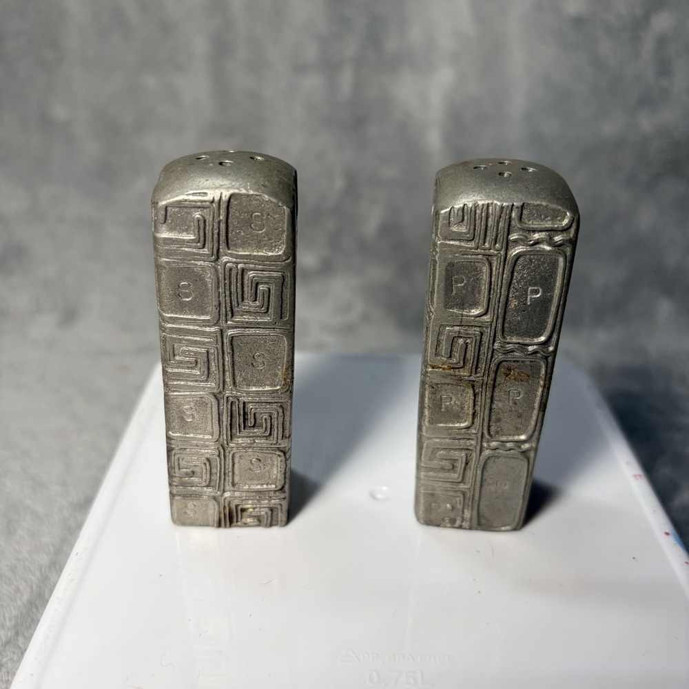 vintage metal mayans salt and pepper shakers heavy & durable